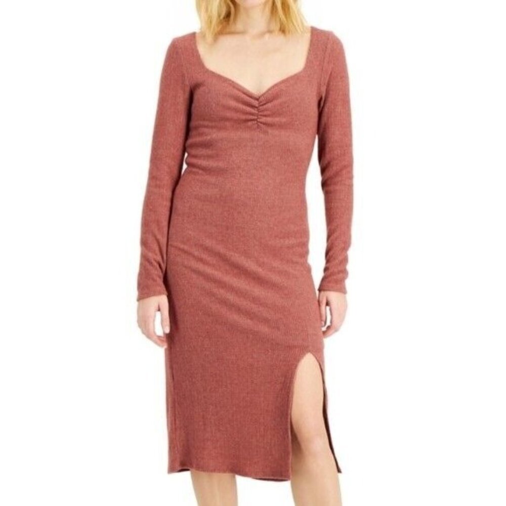 INC‎ International Concepts Womens Size Large Sweetheart-Neck Midi Dress Marsala